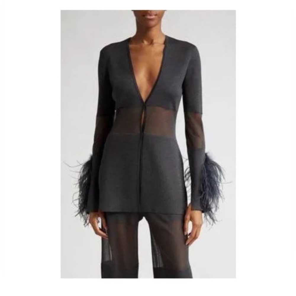Lapointe Sheer Viscose Feather Blazer